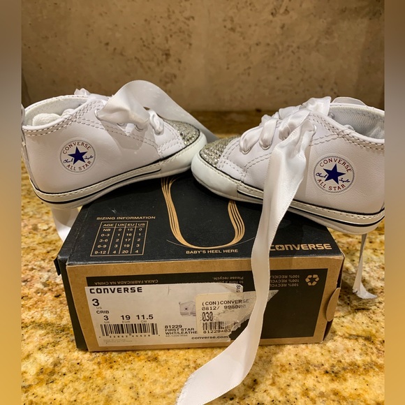 BNIB Baby converse  size 3 custom bling crib shoes - Picture 4 of 7